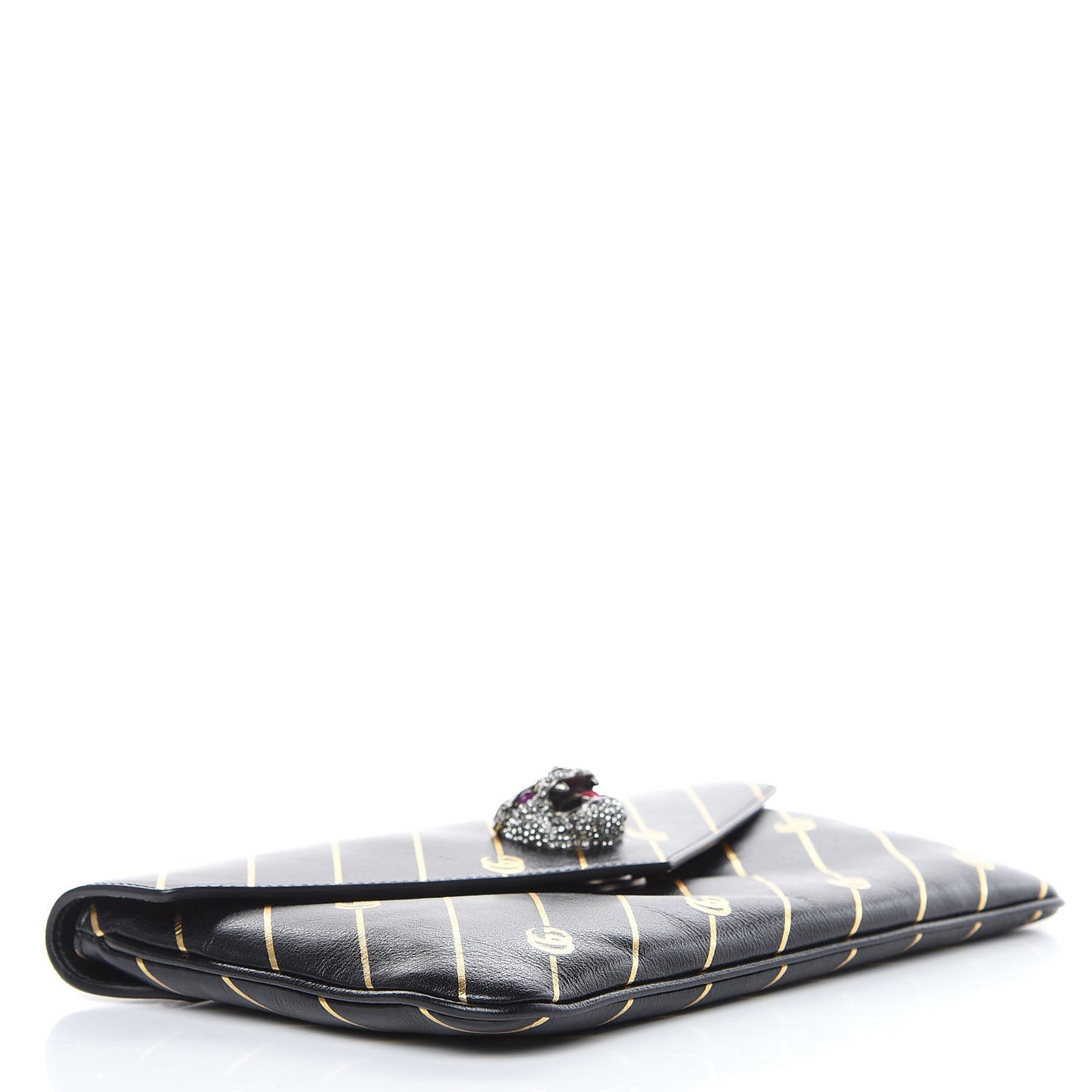 Calfskin Broadway GG Archive-P Envelope Clutch Black