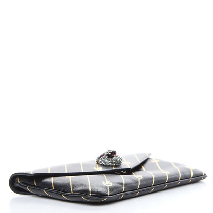 Gucci Calfskin Broadway GG Archive-P Envelope Clutch Black 3 of 9
