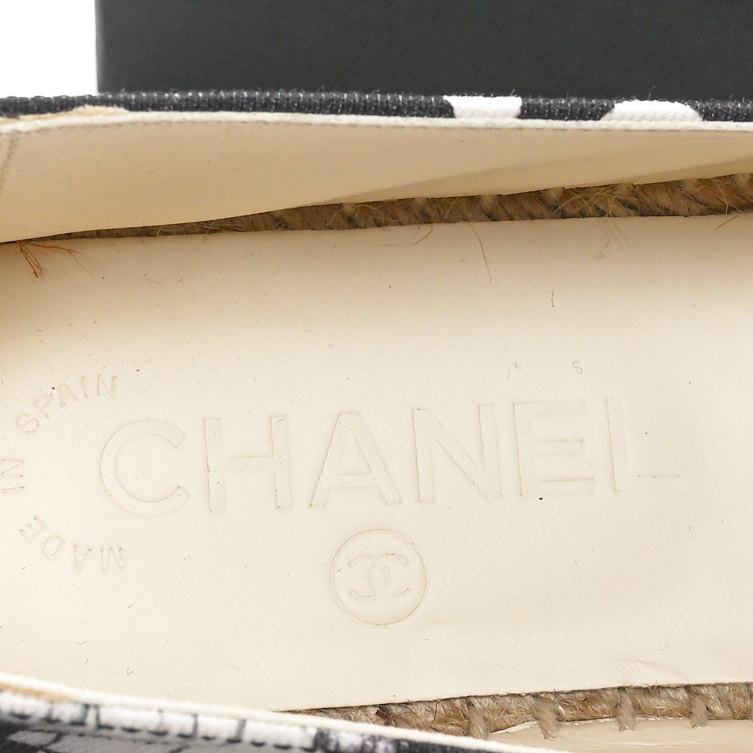 Chanel Printed Canvas Grosgrain 31 Rue Cambon Espadrilles 36 Black White 7 of 9