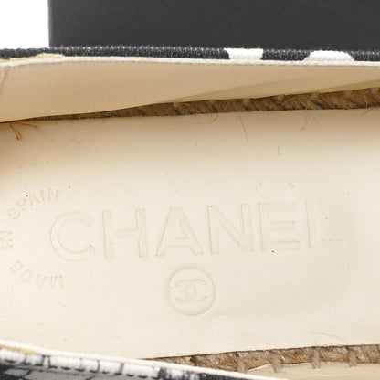 Chanel Printed Canvas Grosgrain 31 Rue Cambon Espadrilles 36 Black White 7 of 9