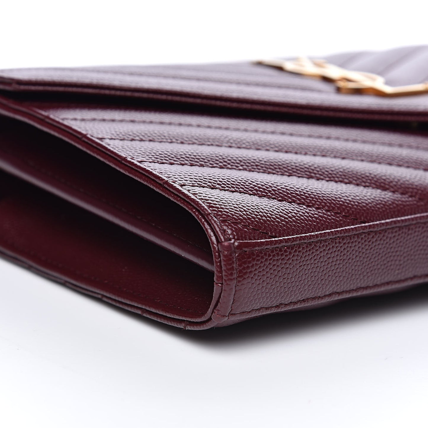 Grain De Poudre Matelasse Chevron Monogram Chain Wallet Rouge Legion