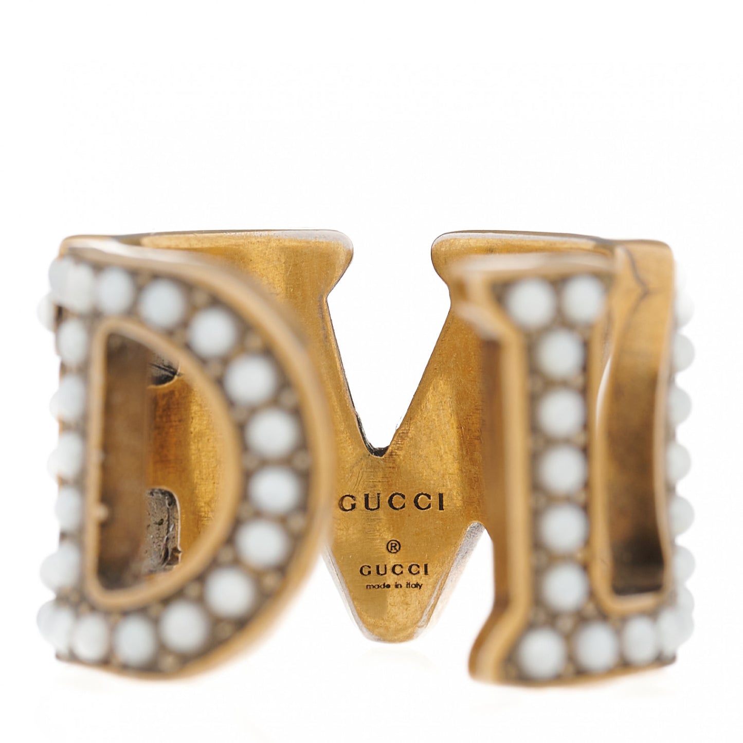 Metal Pearl Loved Ring S Aged Gold