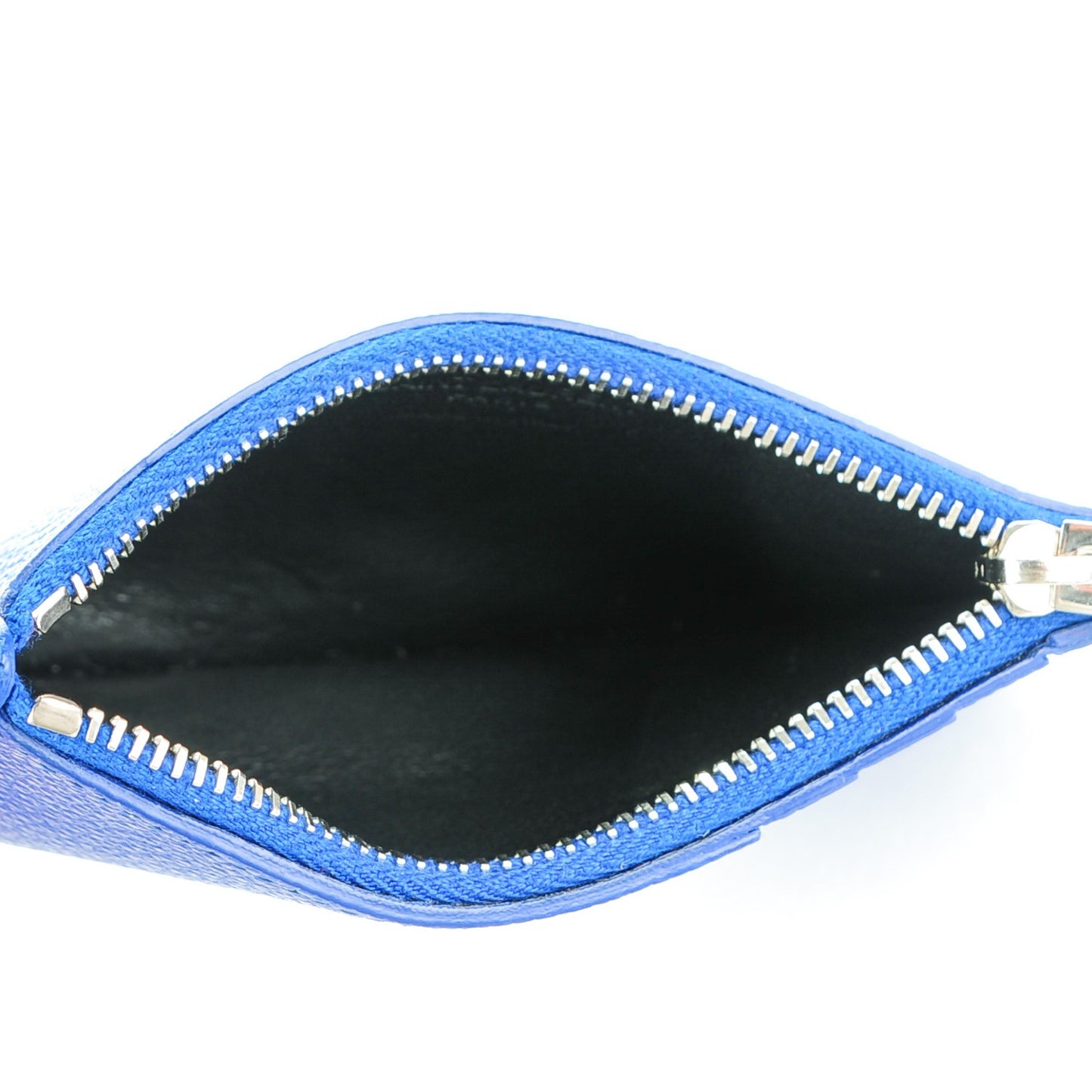 Grained Calfskin 5 Fragments Zip Pouch Card Holder Ultramarine