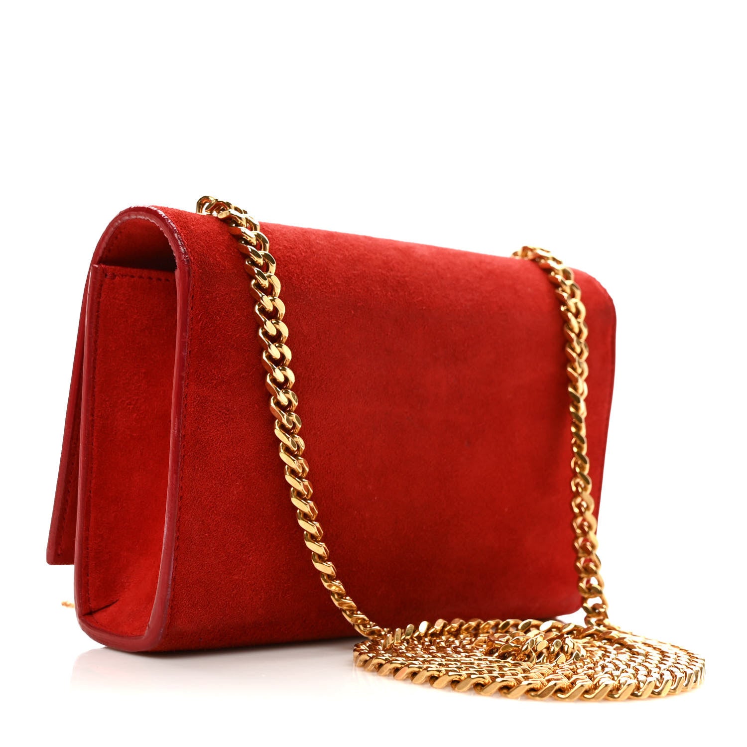 Saint Laurent Suede Small Classic Monogram Kate Tassel Satchel Red 3 of 8