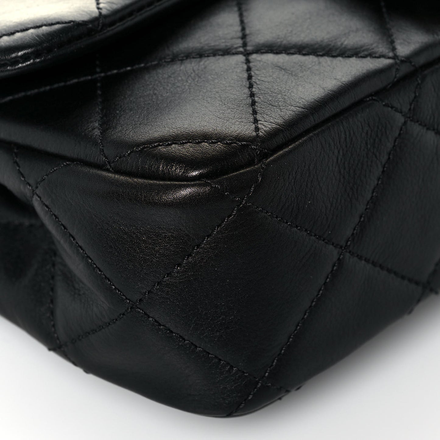 Calfskin Quilted Mini Rectangular Crystal Pearls Chain Flap Black