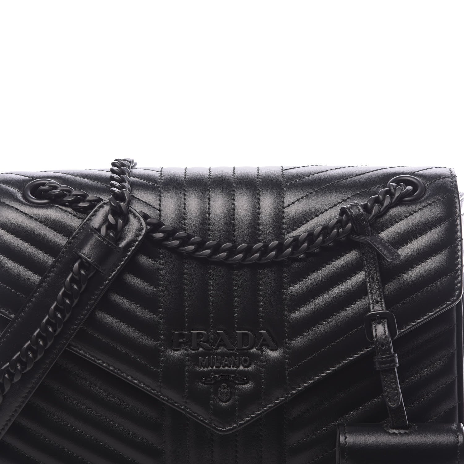 Prada Soft Calf Impunture Diagramme Flap Black 9 of 9