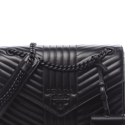 Prada Soft Calf Impunture Diagramme Flap Black 9 of 9