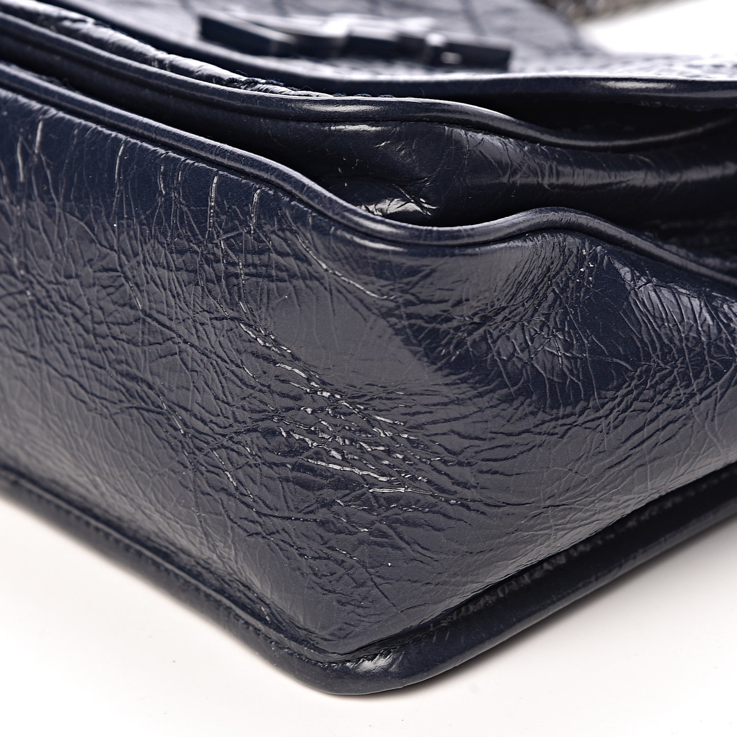 Crinkled Calfskin Matelasse Monogram Medium Niki Chain Satchel Deep Marine