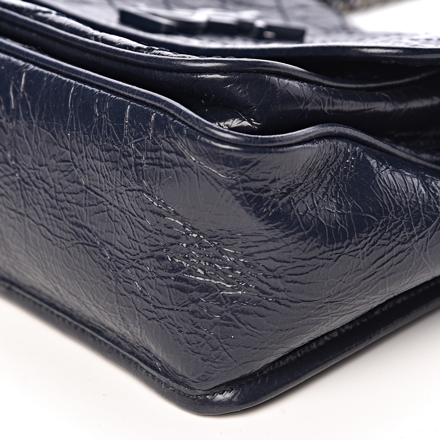 Saint Laurent Crinkled Calfskin Matelasse Monogram Medium Niki Chain Satchel Deep Marine 9 of 10