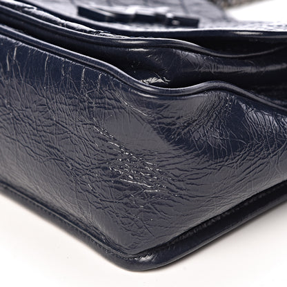Saint Laurent Crinkled Calfskin Matelasse Monogram Medium Niki Chain Satchel Deep Marine 9 of 10