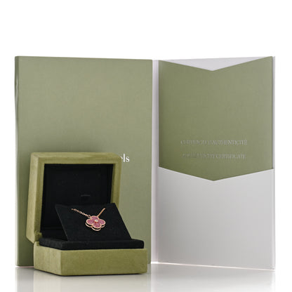 Van Cleef & Arpels 18K Rose Gold Diamond Rhodonite Vintage Alhambra Pendant Necklace 4 of 4