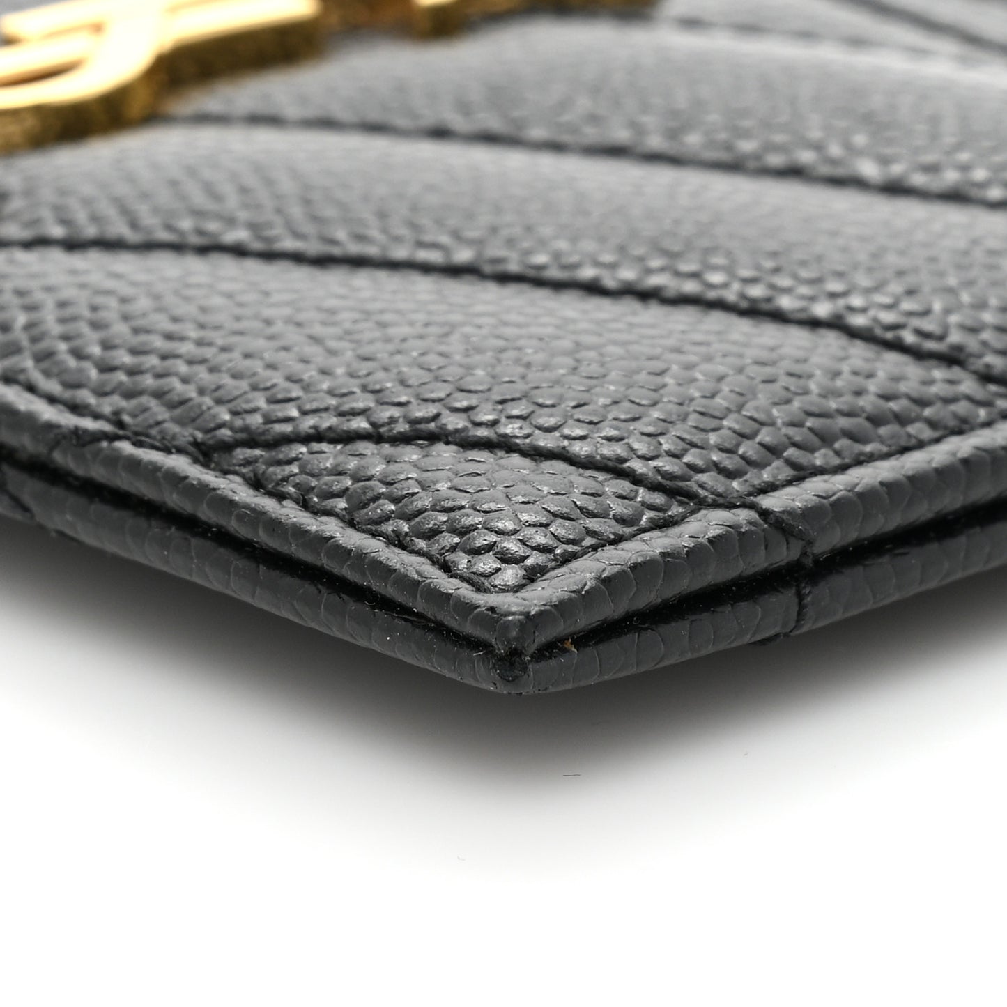 Grain De Poudre Matelasse Chevron Monogram Credit Card Case Black