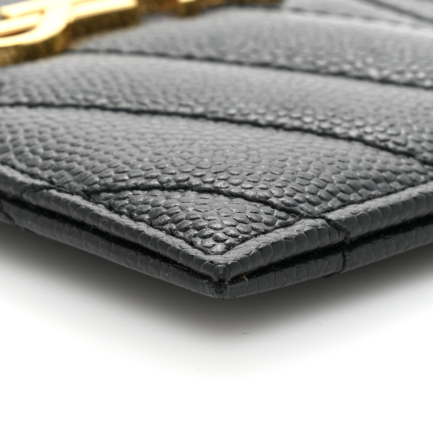 Saint Laurent Grain De Poudre Matelasse Chevron Monogram Credit Card Case Black 8 of 9