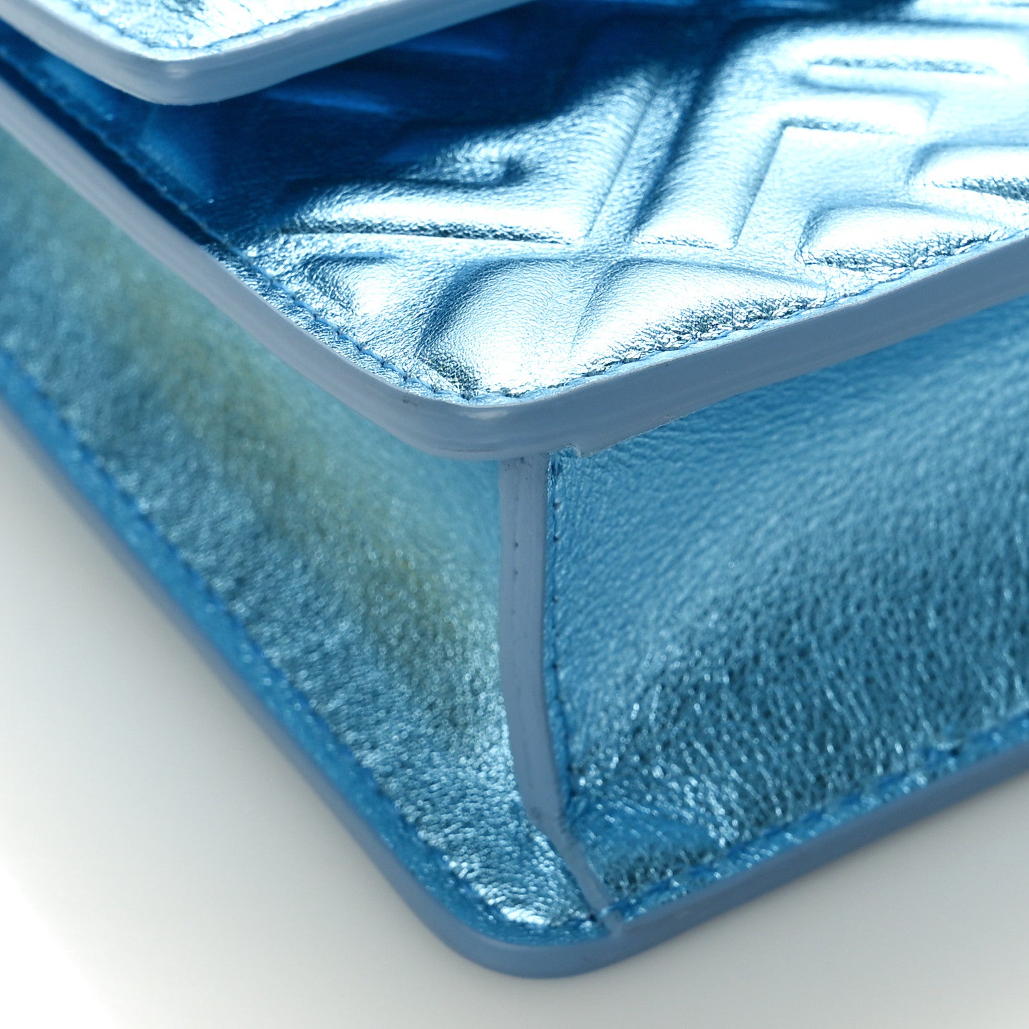 Fendi Metallic Nappa Matisse FF Embossed Wallet On Chain Laguna Palladio 8 of 10