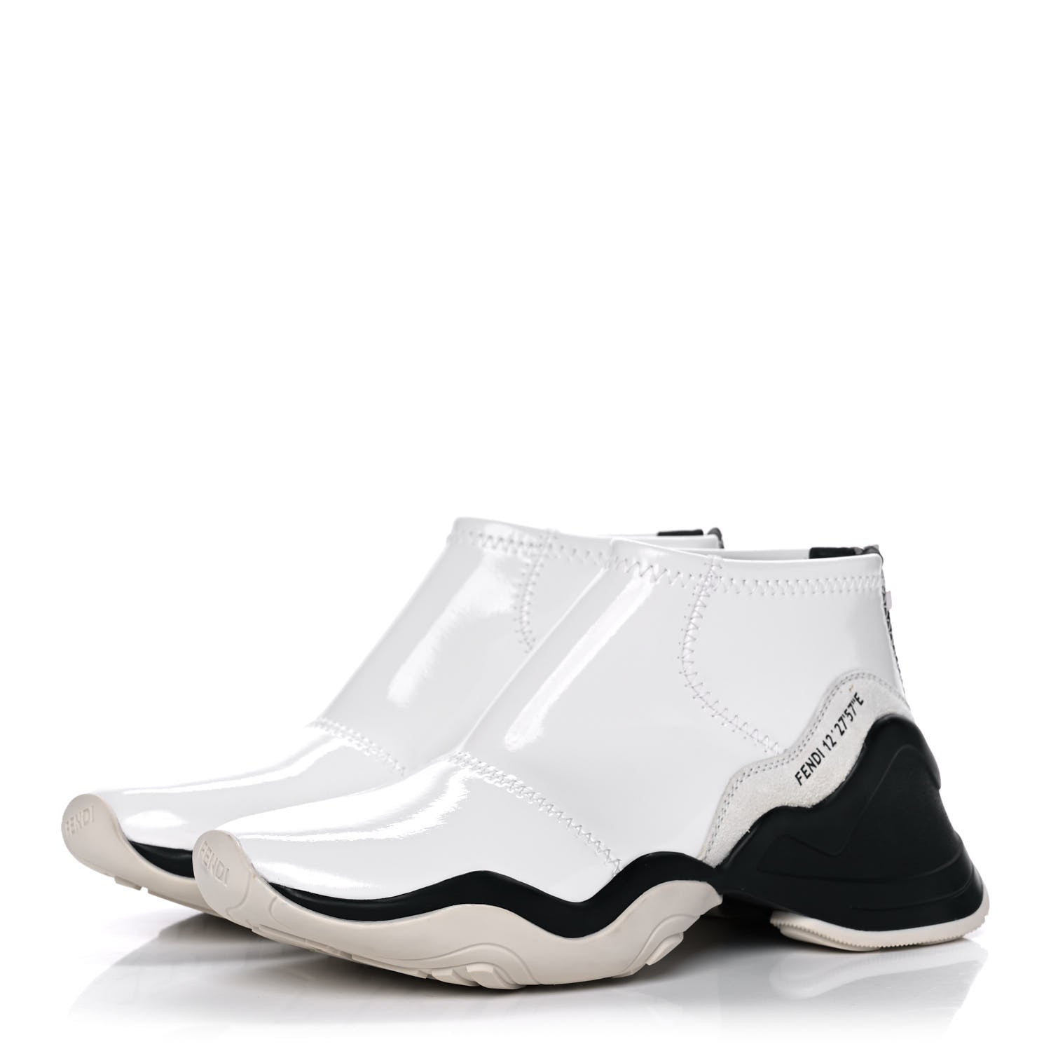 Fendi Vernice High-Tech Womens FFluid Zip Up Sneakers 38 White Black 3 of 10