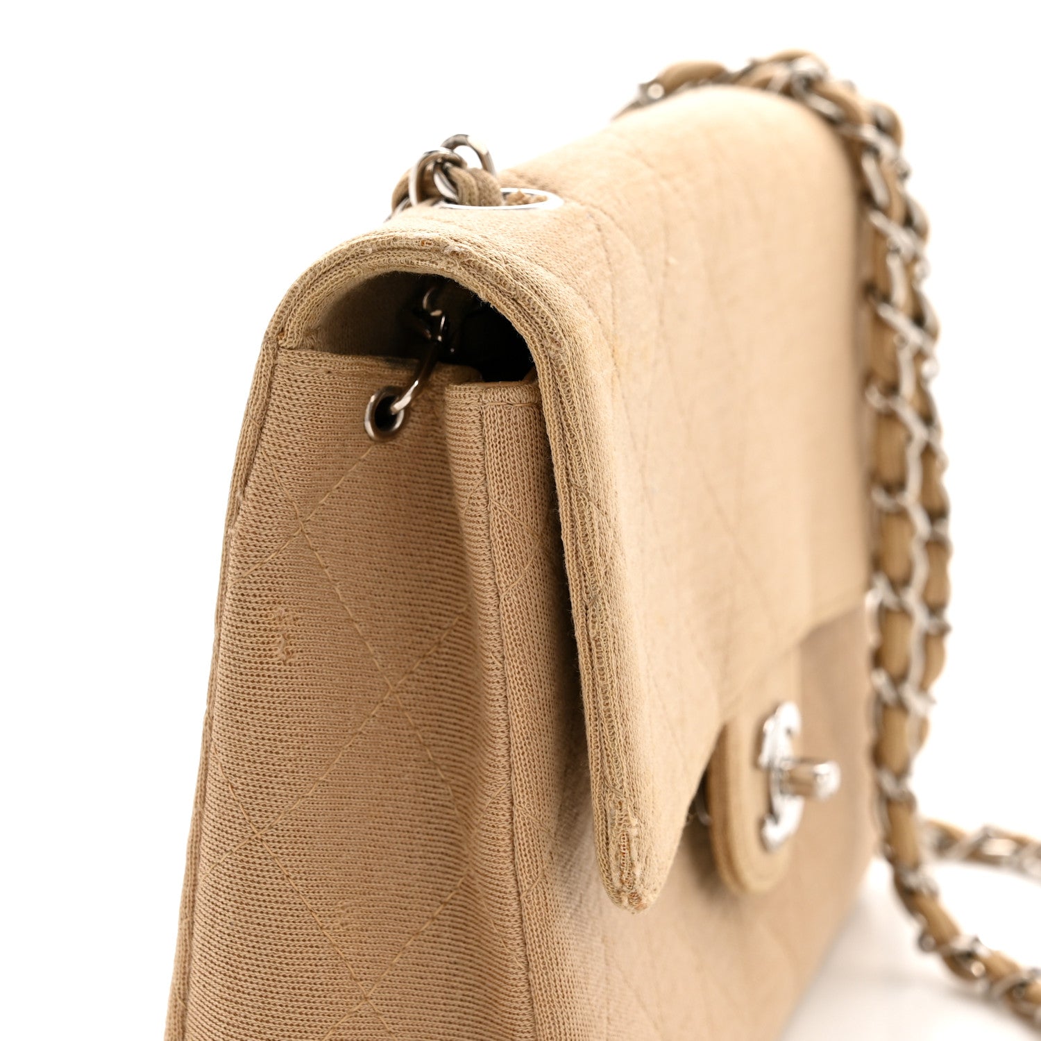 Chanel Jersey Quilted Medium Single Flap Beige 16 of 16