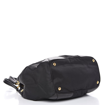 Prada Tessuto Nylon Soft Calfskin Tote Black 4 of 10