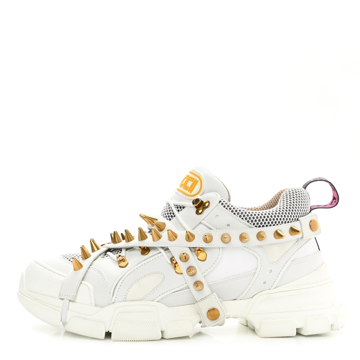 Gucci X SEGA Technical Canvas Calfskin Removable Studs Mens Flashtrek Sneakers 11 Great White 1 of 8