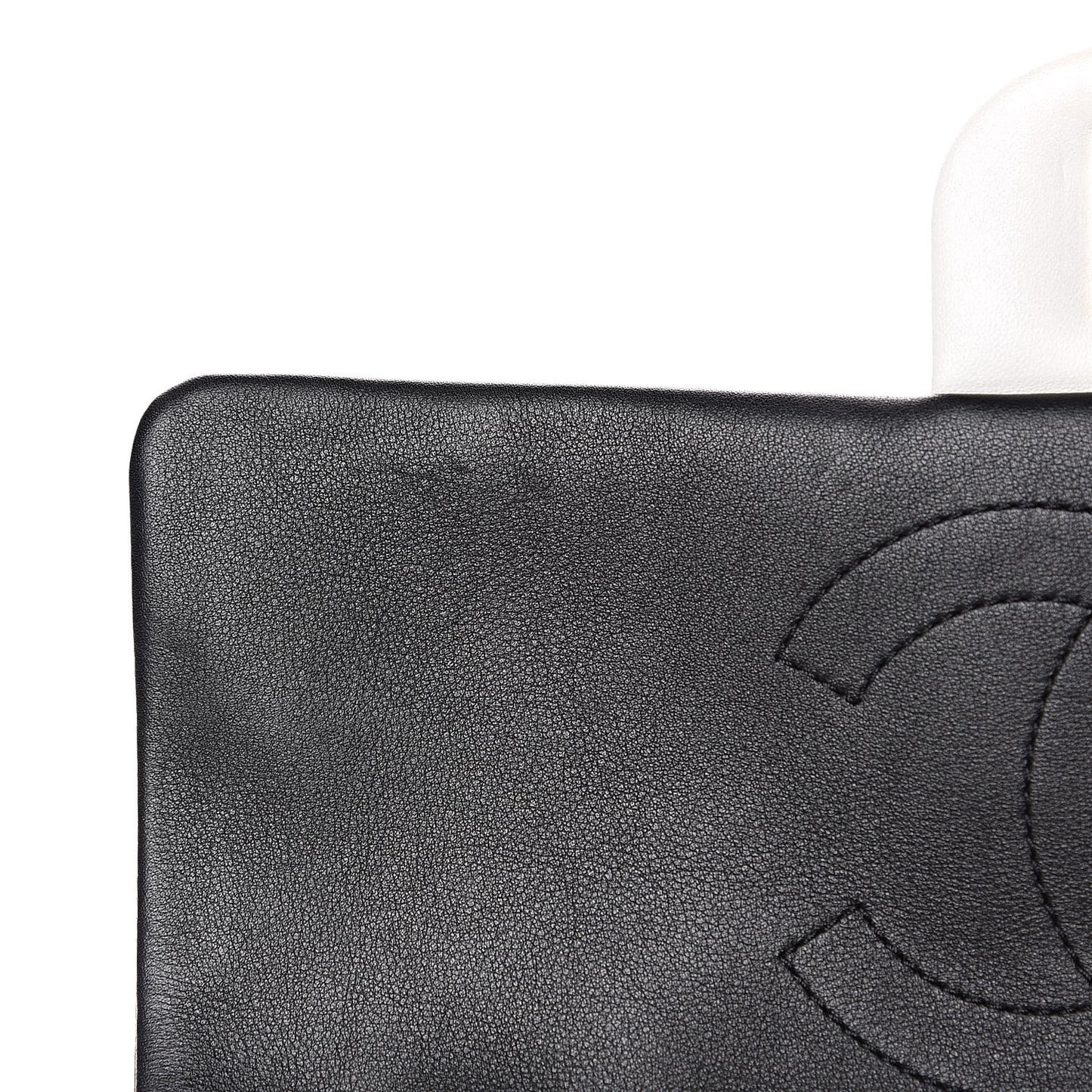 Lambskin Quilted Graphic Medium Flap White Black
