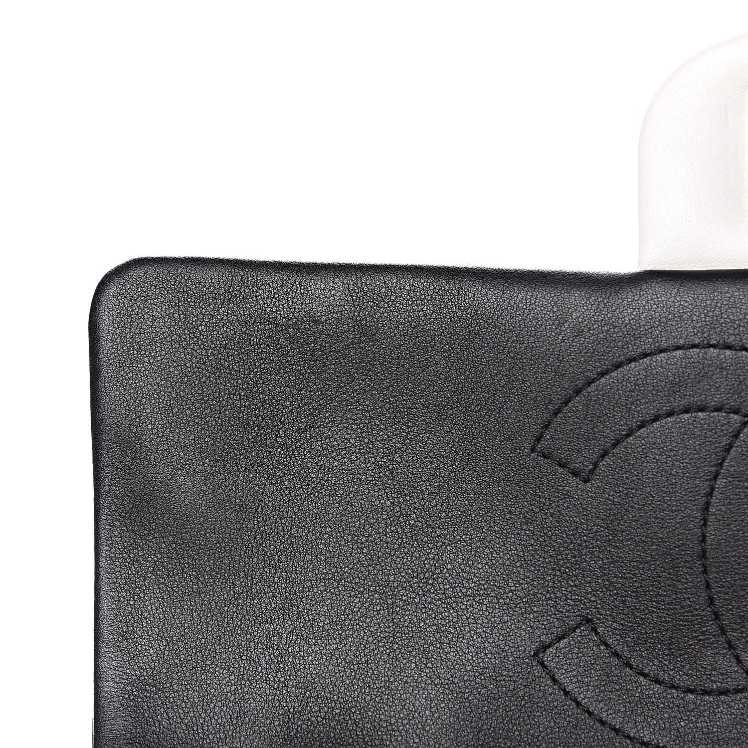 Chanel Lambskin Quilted Graphic Medium Flap White Black 12 of 14