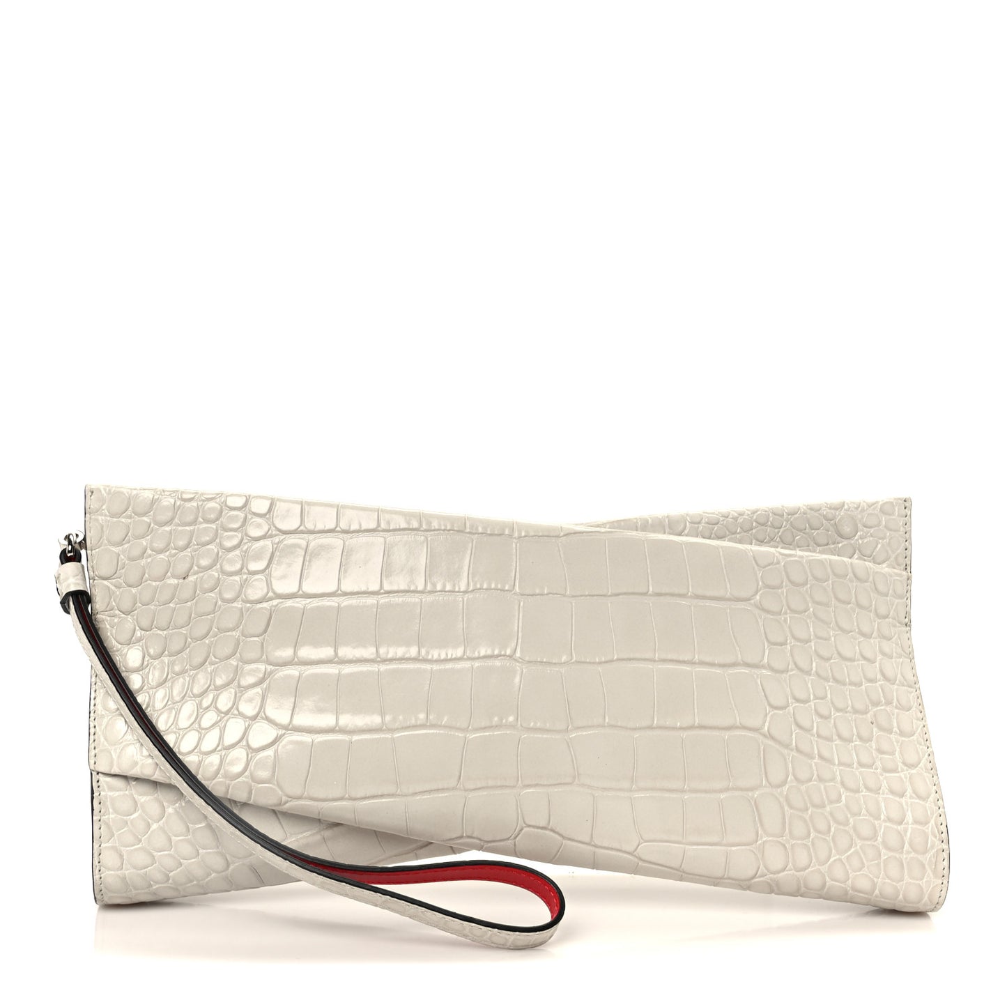 Loubitwist Crocodile Embossed Clutch White