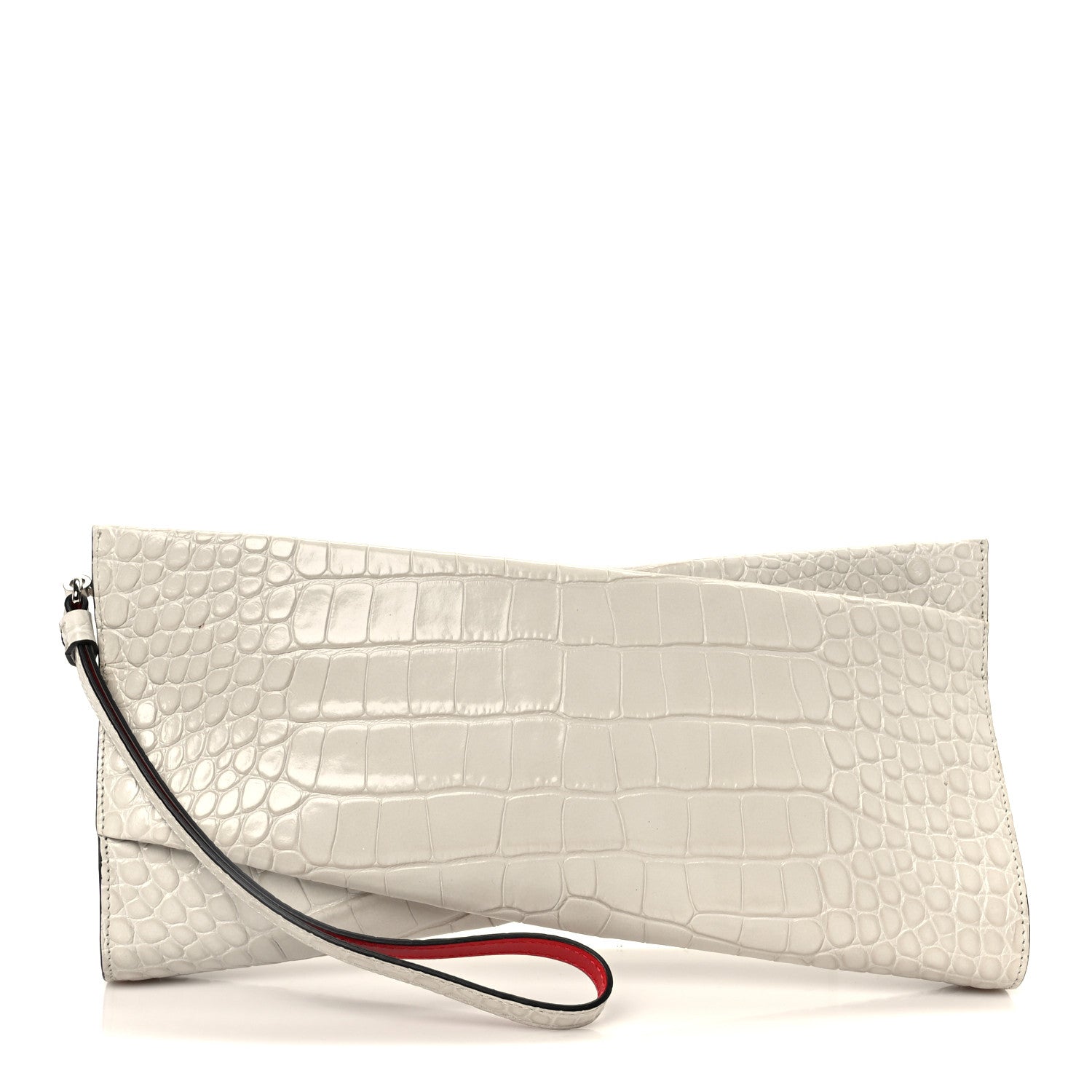 Christian Louboutin Loubitwist Crocodile Embossed Clutch White 1 of 7