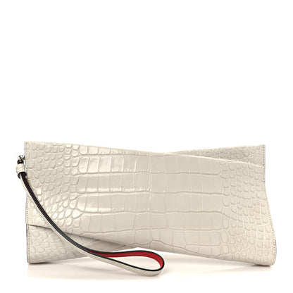 Christian Louboutin Loubitwist Crocodile Embossed Clutch White 1 of 7