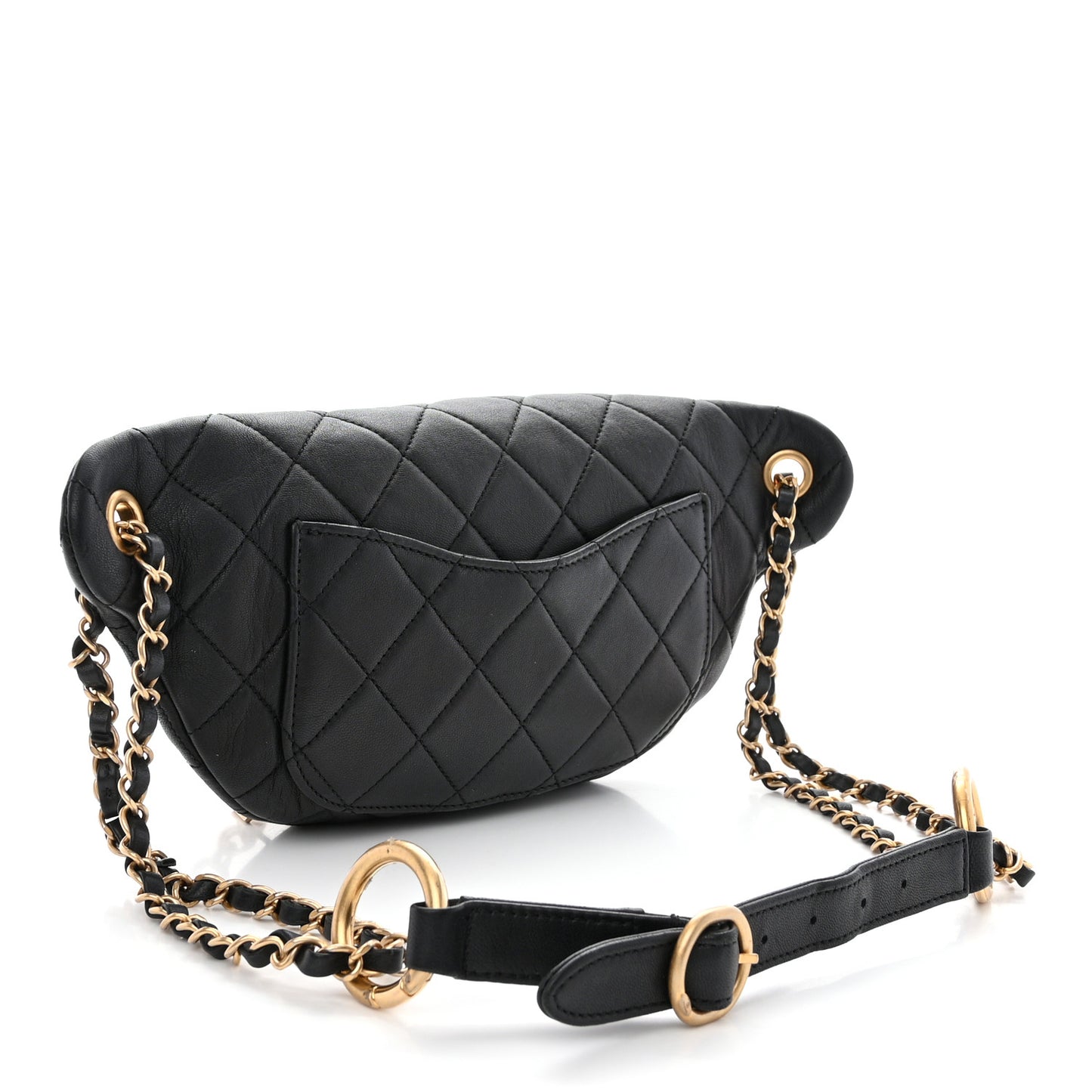 Lambskin Quilted All About Chains Waist Belt Bag Black