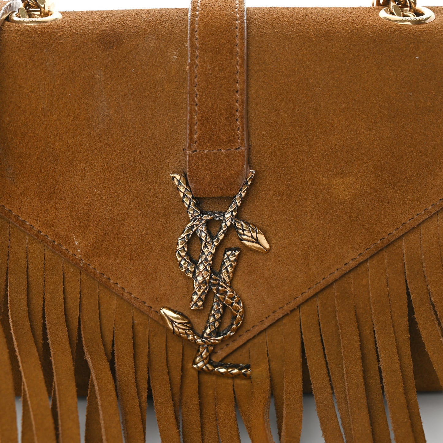 Suede Fringe Baby Monogram Satchel Light Ocre
