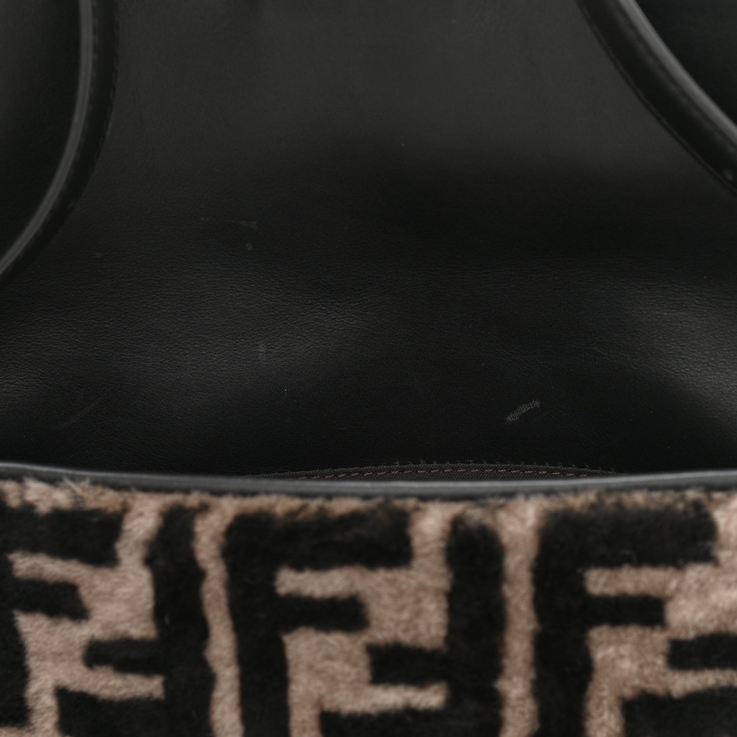 Shearling Vitello Dolce Macro FF 1974 Baguette White Ice Tortora Tobacco