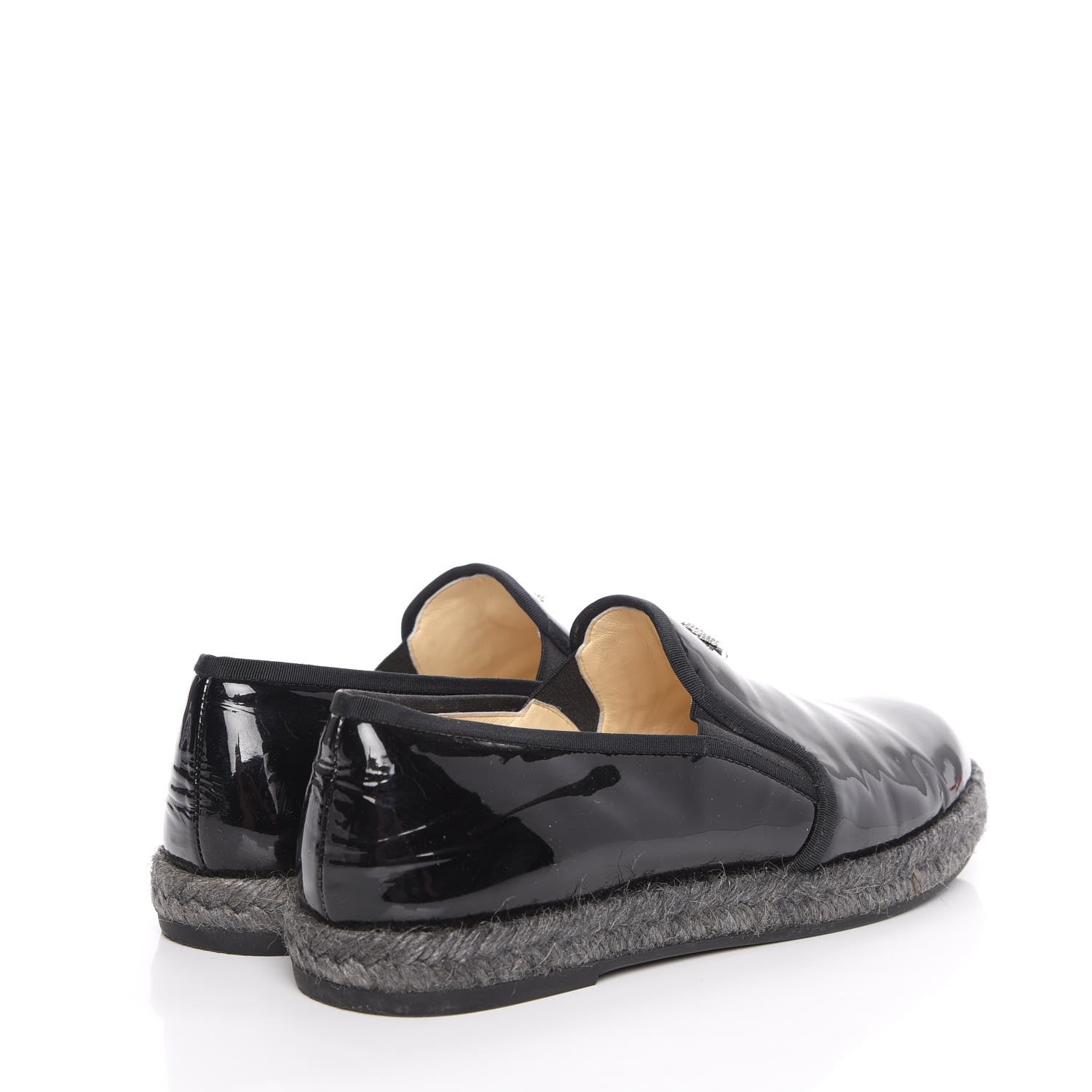 Chanel Patent Calfskin CC Mocassin Loafer Espadrilles 37 Black 4 of 16