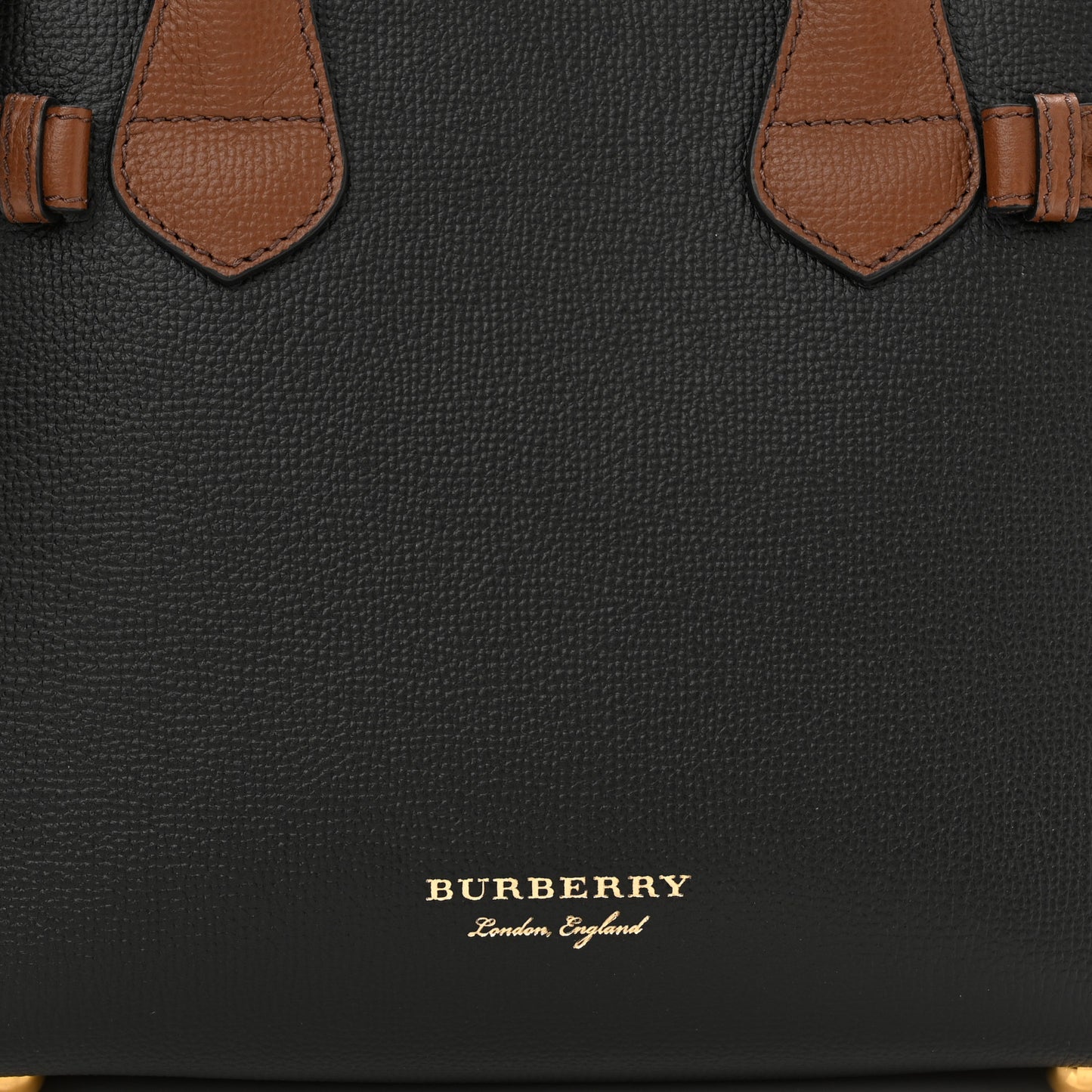 Derby Calfskin House Check Small Banner Tote Black Tan
