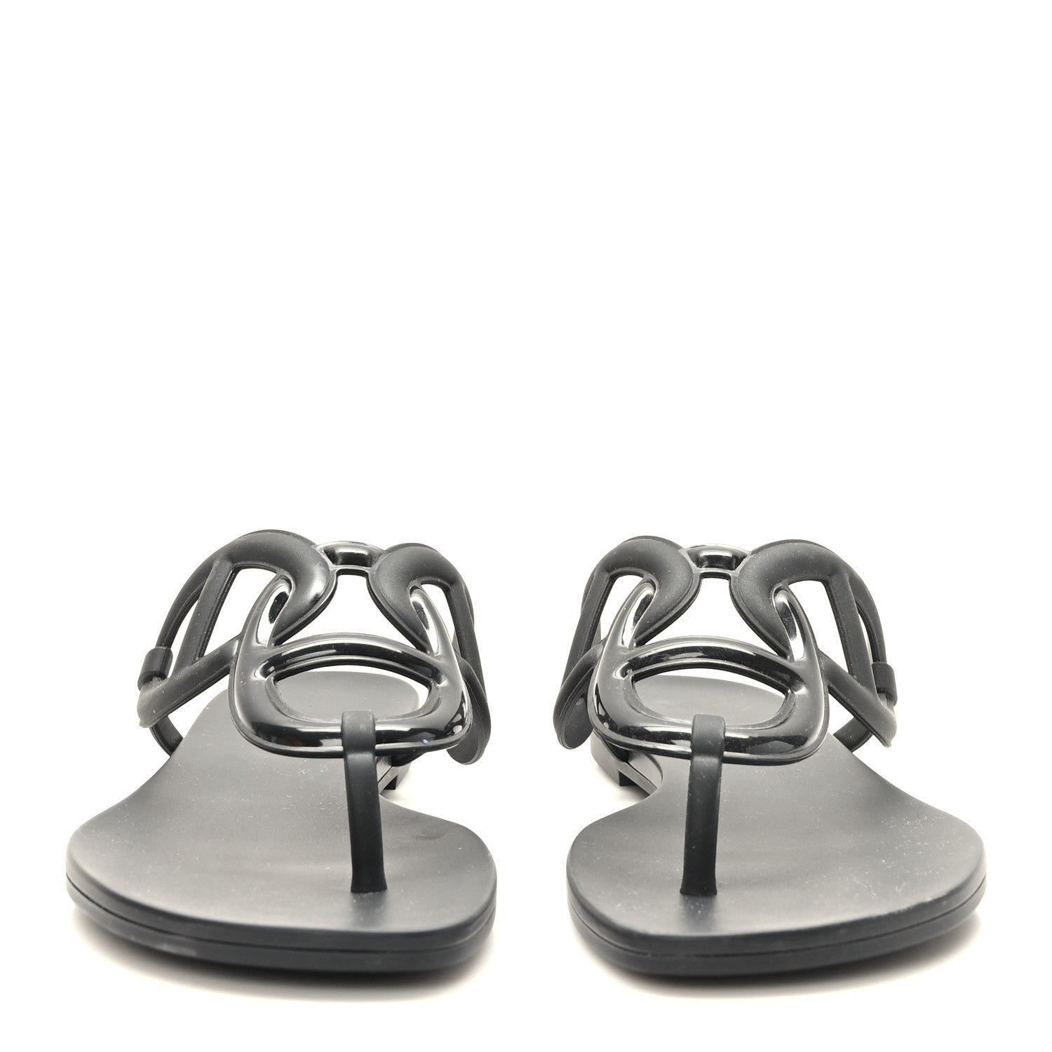 Hermes Rubber Womens Egerie Sandals 41 Black 2 of 8