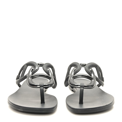 Hermes Rubber Womens Egerie Sandals 41 Black 2 of 8