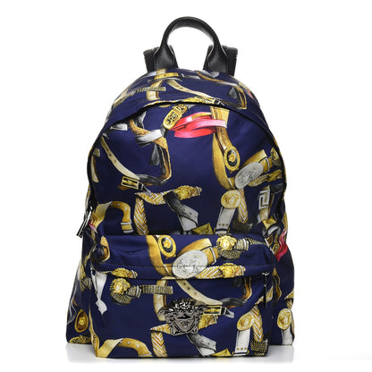 Versace Nylon Palazzo Medusa Belt Print Backpack Blue 1 of 10