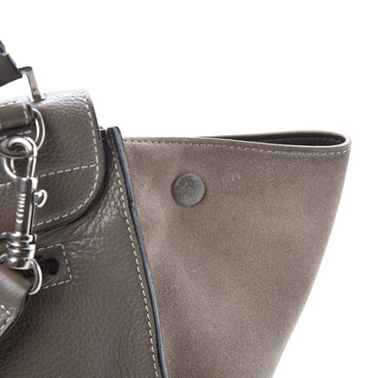 Celine Drummed Calfskin Suede Small Trapeze Souris 12 of 19