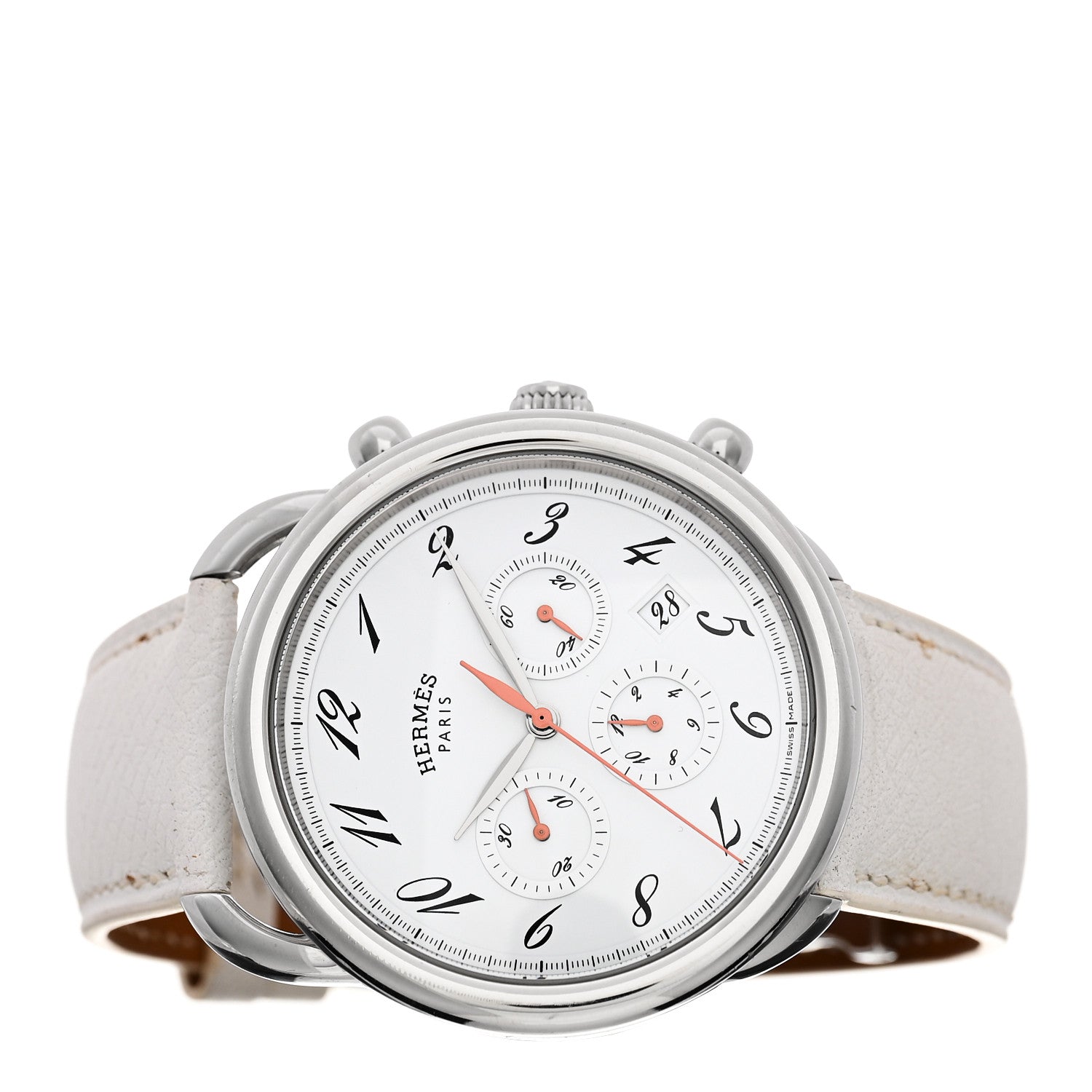 Hermes Stainless Steel Epsom 43mm Arceau Chronograph Automatic Watch Blanc 2 of 4