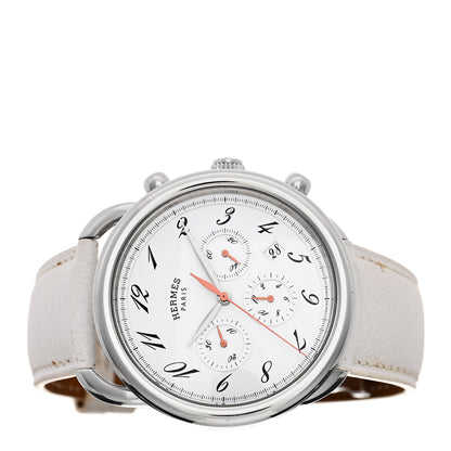 Hermes Stainless Steel Epsom 43mm Arceau Chronograph Automatic Watch Blanc 2 of 4