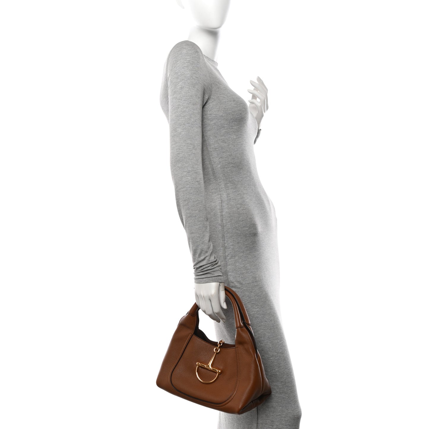 Grained Calfskin Softbit Maxi Shoulder Bag Brown