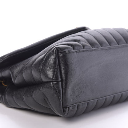 Saint Laurent Grain de Poudre Calfskin Y Quilted Monogram Medium Loulou Chain Satchel Black 6 of 10