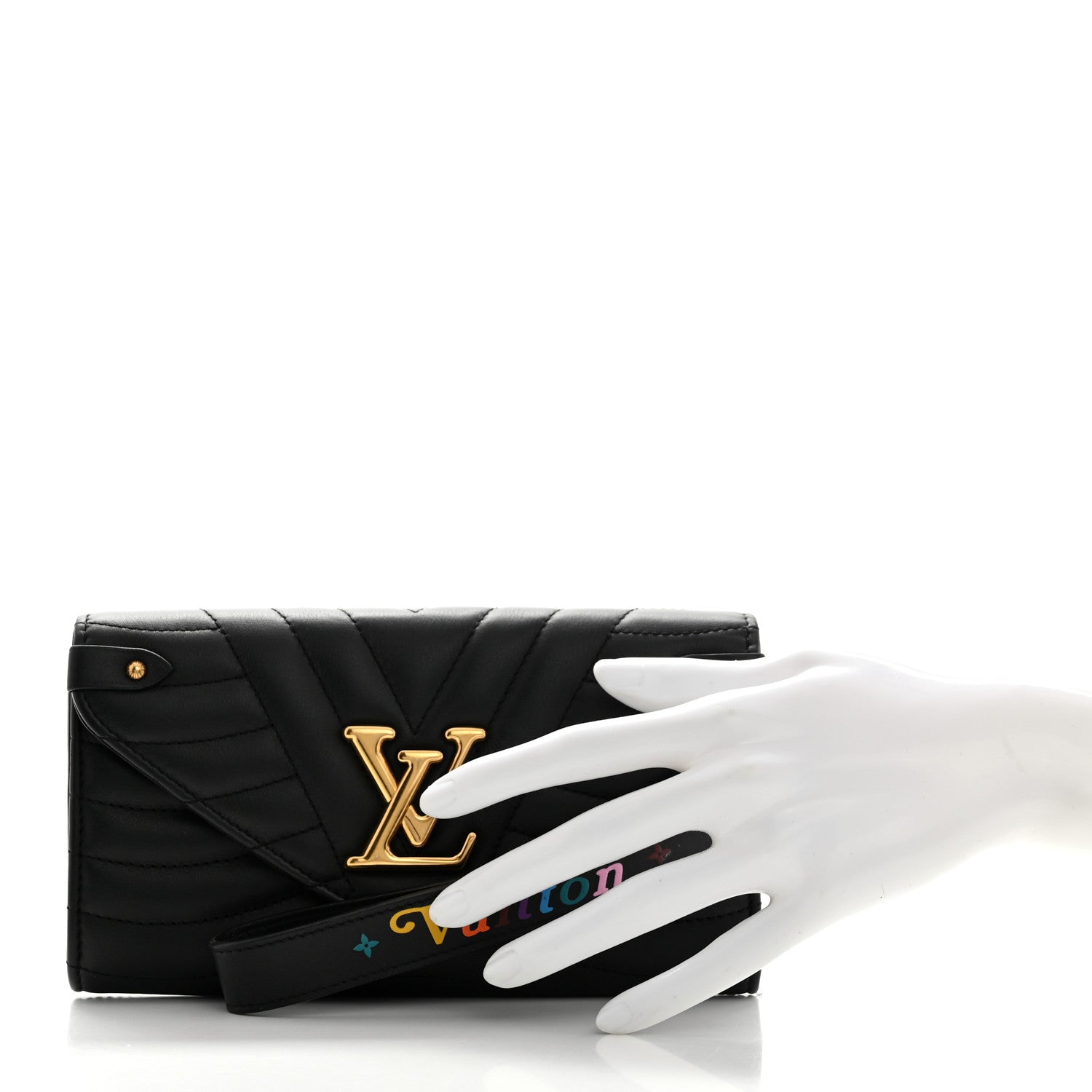 Louis Vuitton Calfskin New Wave Long Wallet Black 2 of 7