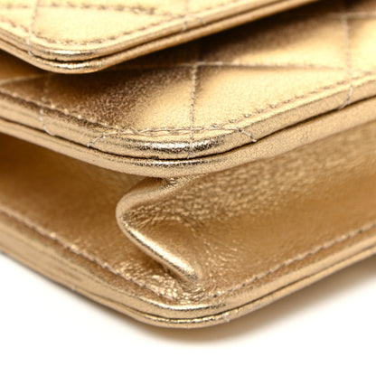 Chanel Metallic Lambskin Quilted Wallet On Chain WOC Gold 9 of 13