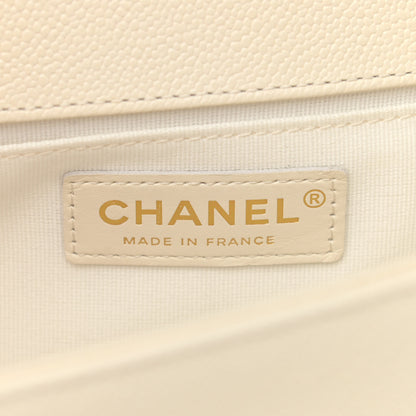 Chanel Caviar Chevron Quilted Medium Boy Flap Beige 6 of 12