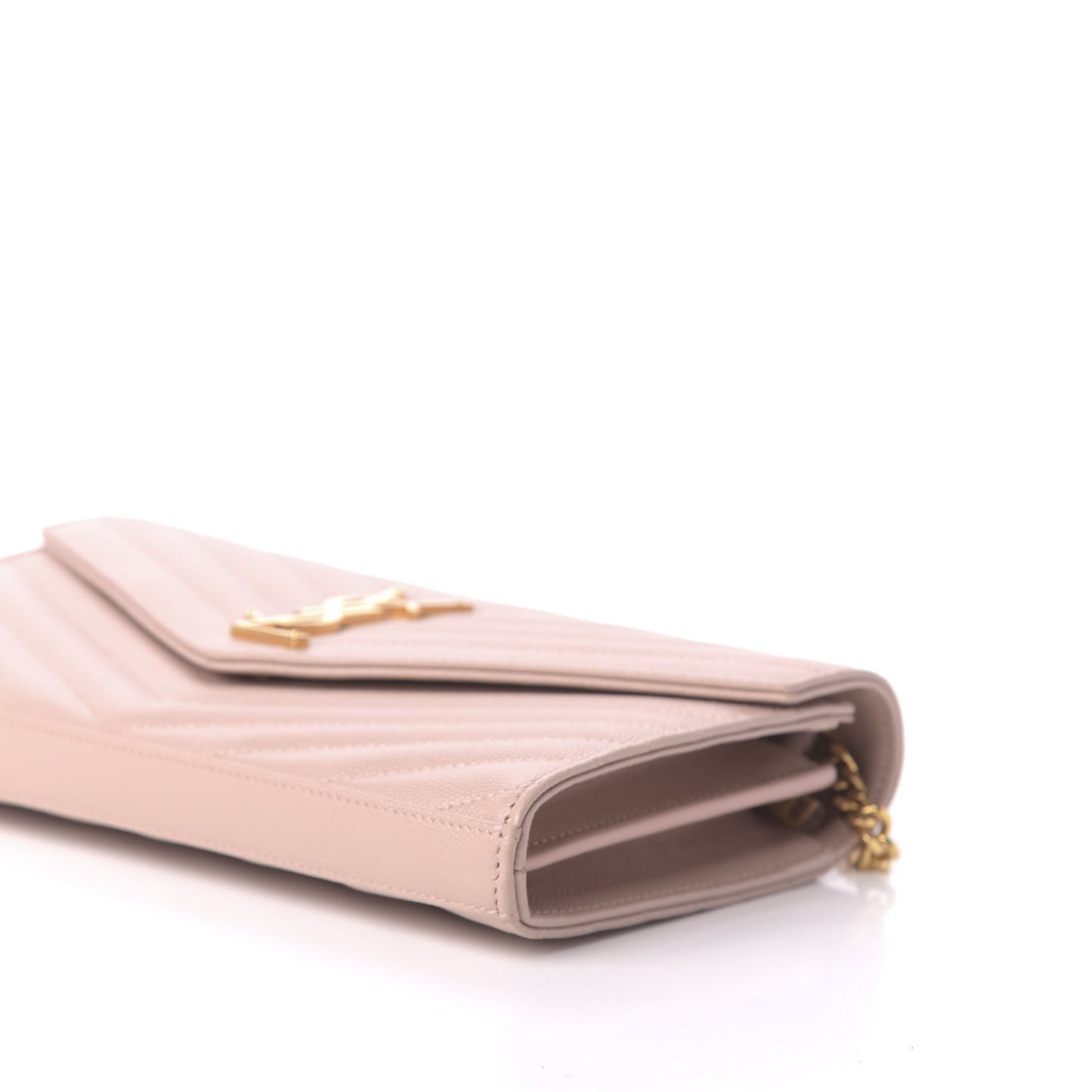 Grain De Poudre Matelasse Chevron Monogram Chain Wallet Rose Antic