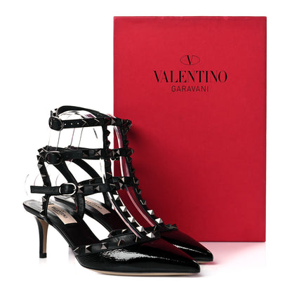 Valentino Garavani Crinkled Patent Rockstud Ankle Strap 65mm Pumps 36.5 Black 10 of 10