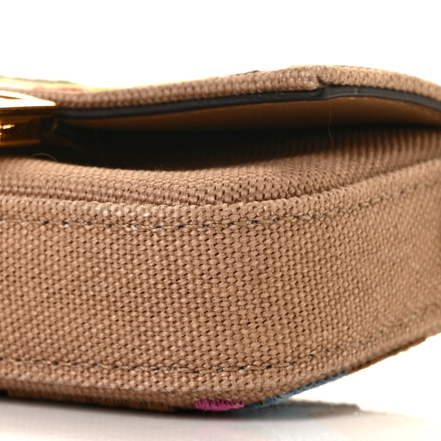Canvas Vitello King FF Multicolor Embroidered Nano Baguette Charm Multicolor Cuoio