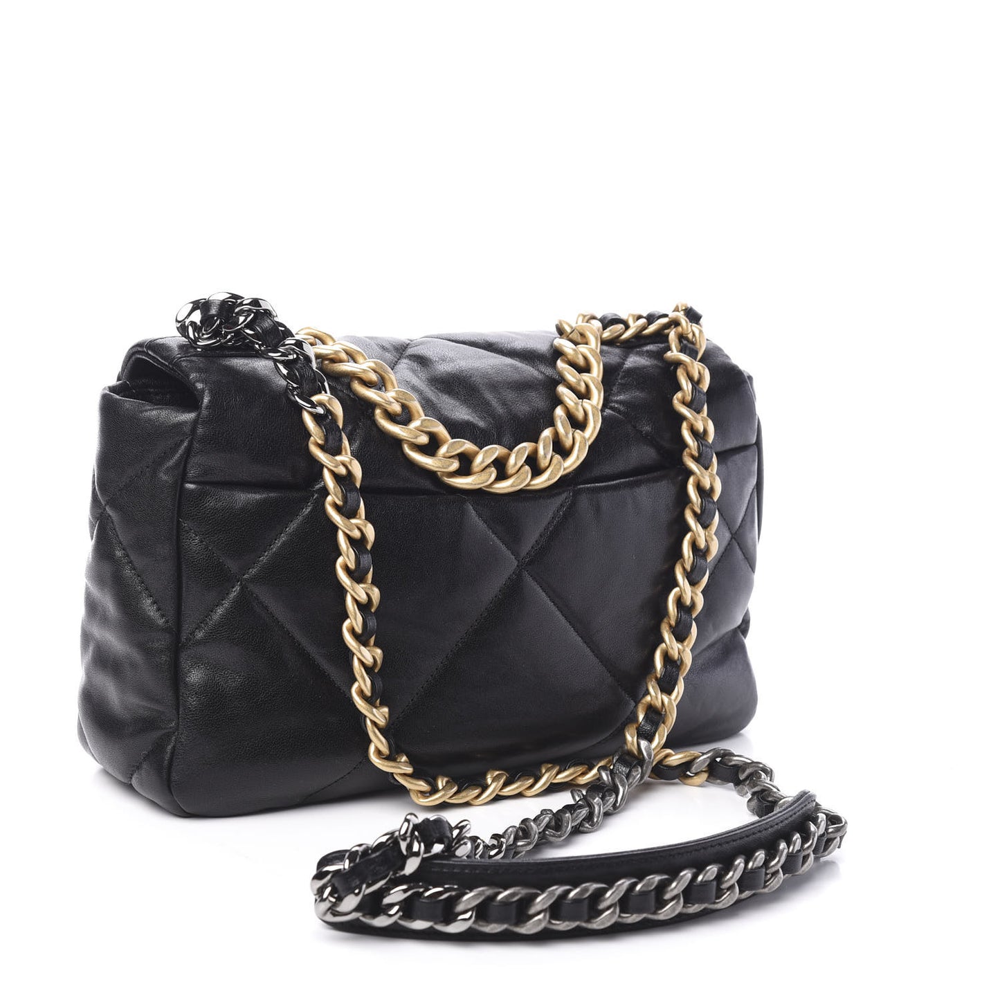Goatskin Quilted Medium 19 Flap Black