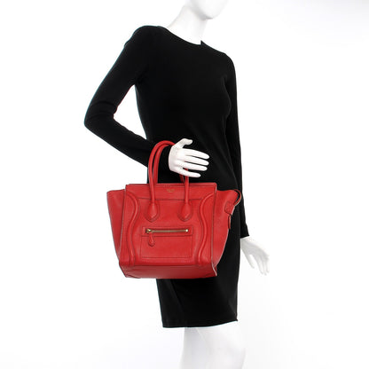 Celine Baby Grained Calfskin Micro Luggage Red 2 of 7