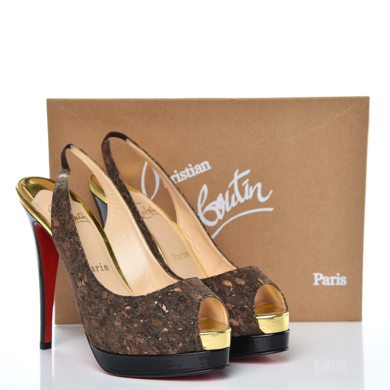 Christian Louboutin Patent Cork Catenita 110 Pumps 38.5 Dark Brown 10 of 10