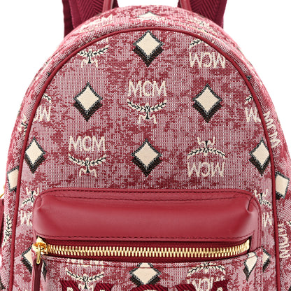MCM Jacquard Monogram Mini Backpack Red 8 of 12